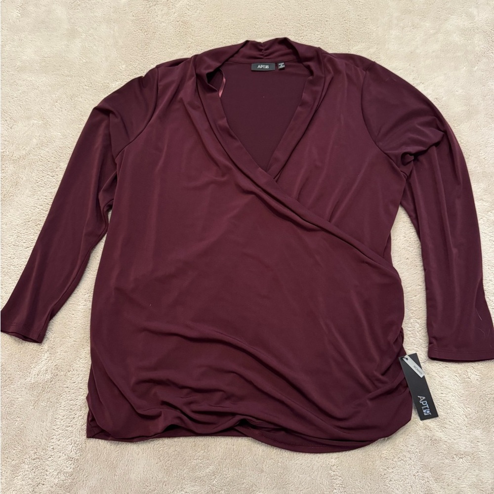 Apt. 9 Women's Burgundy Ruched Blouse